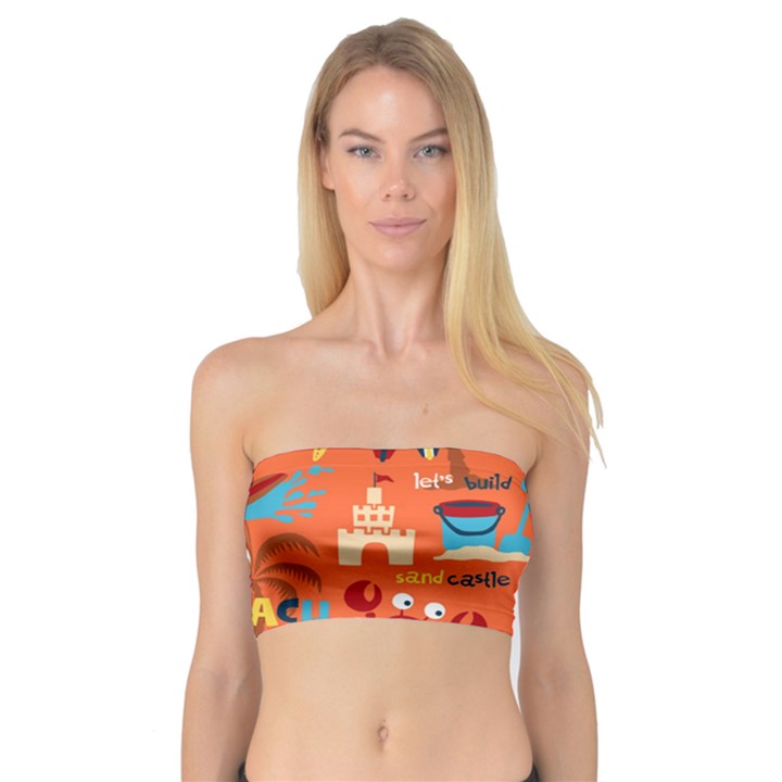 Seamless-pattern-vector-beach-holiday-theme-set Bandeau Top