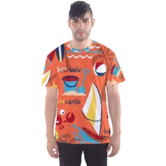 Seamless-pattern-vector-beach-holiday-theme-set Men s Sport Mesh Tee