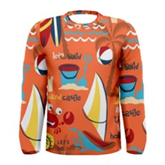 Seamless-pattern-vector-beach-holiday-theme-set Men s Long Sleeve Tee