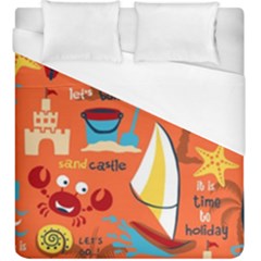 Seamless-pattern-vector-beach-holiday-theme-set Duvet Cover (king Size)