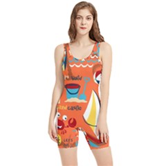 Seamless-pattern-vector-beach-holiday-theme-set Women s Wrestling Singlet