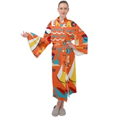 Seamless-pattern-vector-beach-holiday-theme-set Maxi Velour Kimono