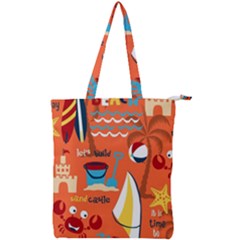 Seamless-pattern-vector-beach-holiday-theme-set Double Zip Up Tote Bag