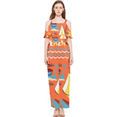 Seamless-pattern-vector-beach-holiday-theme-set Draped Sleeveless Chiffon Jumpsuit