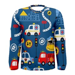 Seamless-pattern-vector-rescue-team-cartoon Men s Long Sleeve Tee