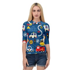 Seamless-pattern-vector-rescue-team-cartoon Quarter Sleeve Raglan Tee