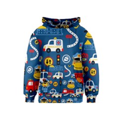 Seamless-pattern-vector-rescue-team-cartoon Kids  Pullover Hoodie