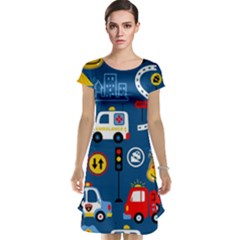 Seamless-pattern-vector-rescue-team-cartoon Cap Sleeve Nightdress