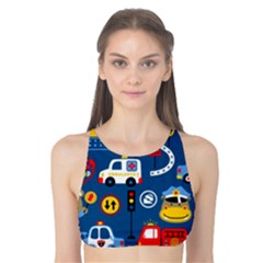 Seamless-pattern-vector-rescue-team-cartoon Tank Bikini Top by Jancukart