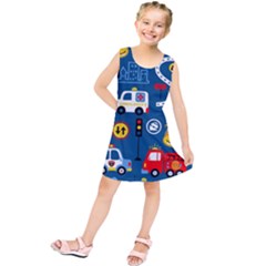 Seamless-pattern-vector-rescue-team-cartoon Kids  Tunic Dress