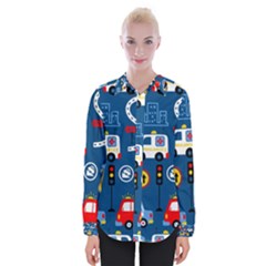 Seamless-pattern-vector-rescue-team-cartoon Womens Long Sleeve Shirt