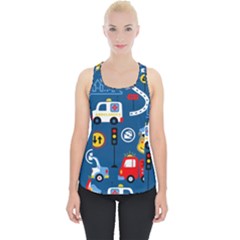 Seamless-pattern-vector-rescue-team-cartoon Piece Up Tank Top