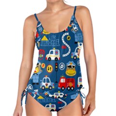 Seamless-pattern-vector-rescue-team-cartoon Tankini Set by Jancukart