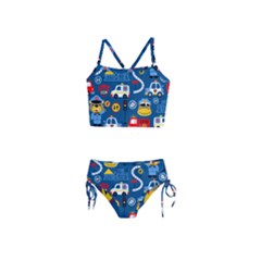 Seamless-pattern-vector-rescue-team-cartoon Girls  Tankini Swimsuit