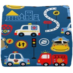 Seamless-pattern-vector-rescue-team-cartoon Seat Cushion by Jancukart