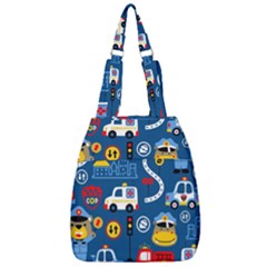 Seamless-pattern-vector-rescue-team-cartoon Center Zip Backpack