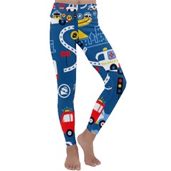 Seamless-pattern-vector-rescue-team-cartoon Kids  Lightweight Velour Classic Yoga Leggings