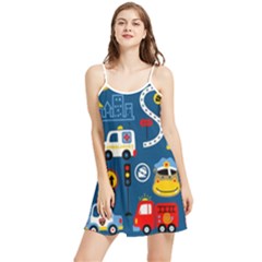 Seamless-pattern-vector-rescue-team-cartoon Summer Frill Dress