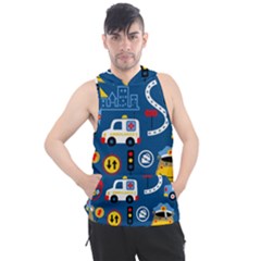 Seamless-pattern-vector-rescue-team-cartoon Men s Sleeveless Hoodie by Jancukart