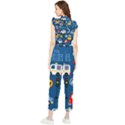 Seamless-pattern-vector-rescue-team-cartoon Women s Frill Top Chiffon Jumpsuit View2