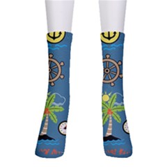 Seamless-pattern-with-sailing-cartoon Crew Socks