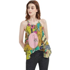 Cartoon Wallpapers Flowy Camisole Tank Top