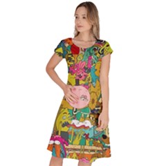 Cartoon Wallpapers Classic Short Sleeve Dress