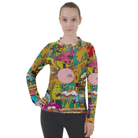 Cartoon Wallpapers Women s Pique Long Sleeve Tee by Jancukart