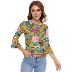 Cartoon Wallpapers Bell Sleeve Top