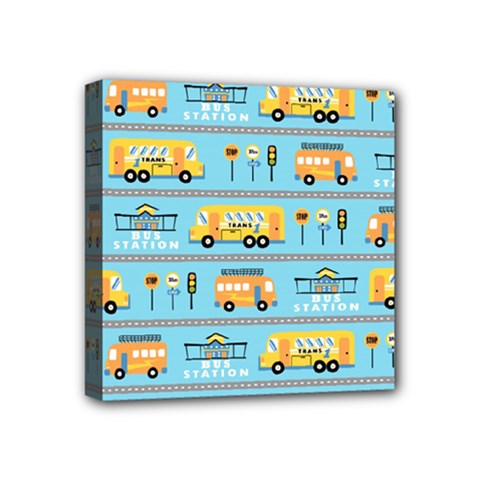 Buses-cartoon-pattern-vector Mini Canvas 4  X 4  (stretched)