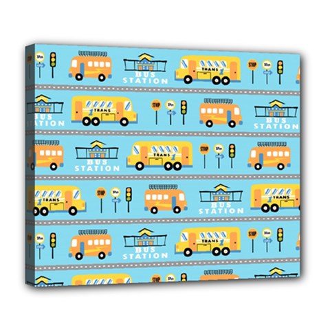 Buses-cartoon-pattern-vector Deluxe Canvas 24  X 20  (stretched) by Jancukart