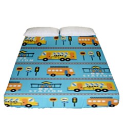 Buses-cartoon-pattern-vector Fitted Sheet (queen Size)