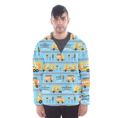 Buses-cartoon-pattern-vector Men s Hooded Windbreaker