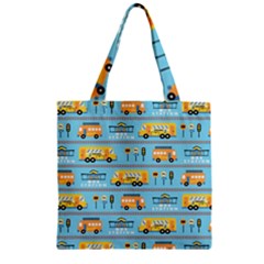 Buses-cartoon-pattern-vector Zipper Grocery Tote Bag