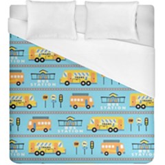 Buses-cartoon-pattern-vector Duvet Cover (king Size) by Jancukart