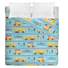 Buses-cartoon-pattern-vector Duvet Cover Double Side (queen Size) by Jancukart