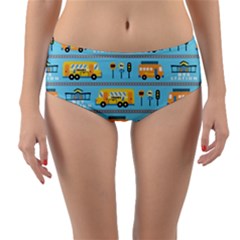 Buses-cartoon-pattern-vector Reversible Mid-waist Bikini Bottoms