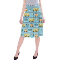 Buses-cartoon-pattern-vector Midi Beach Skirt by Jancukart