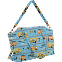 Buses-cartoon-pattern-vector Canvas Crossbody Bag