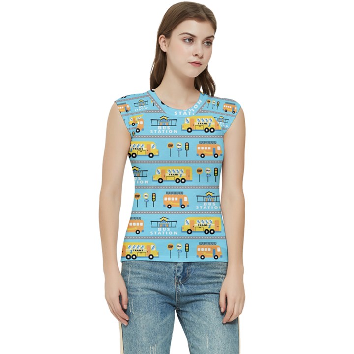 Buses-cartoon-pattern-vector Women s Raglan Cap Sleeve Tee