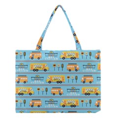 Buses-cartoon-pattern-vector Medium Tote Bag