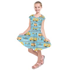 Buses-cartoon-pattern-vector Kids  Short Sleeve Dress by Jancukart