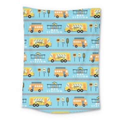 Buses-cartoon-pattern-vector Medium Tapestry by Jancukart