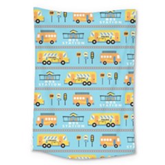 Buses-cartoon-pattern-vector Large Tapestry