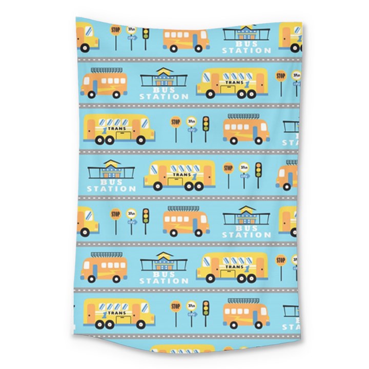 Buses-cartoon-pattern-vector Large Tapestry