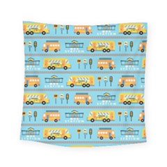 Buses-cartoon-pattern-vector Square Tapestry (small)