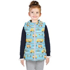 Buses-cartoon-pattern-vector Kids  Hooded Puffer Vest by Jancukart