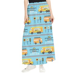 Buses-cartoon-pattern-vector Maxi Chiffon Skirt