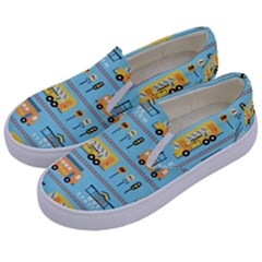 Buses-cartoon-pattern-vector Kids  Canvas Slip Ons