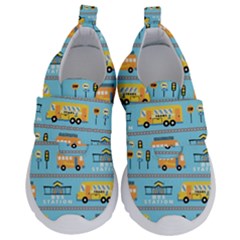 Buses-cartoon-pattern-vector Kids  Velcro No Lace Shoes